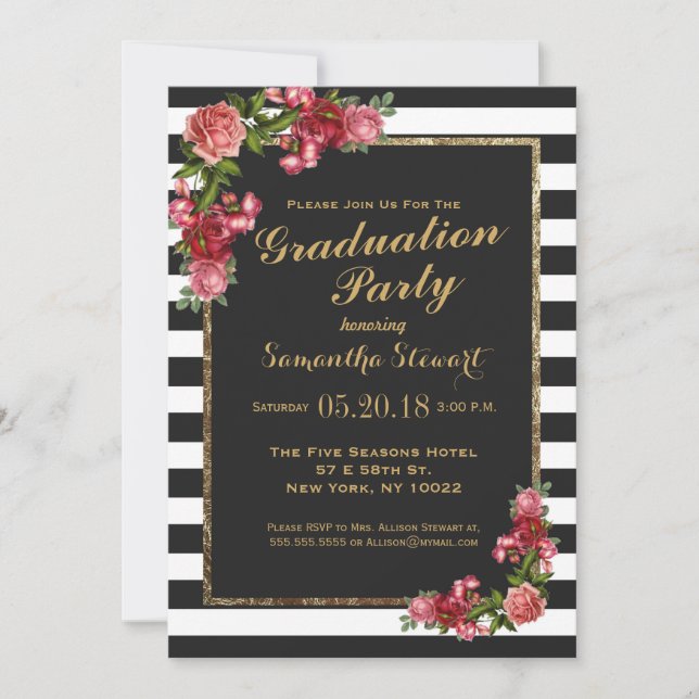 Invitación a la fiesta de graduación de oro y fran (Anverso)