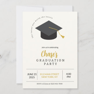 Invitación a la fiesta de graduación de oro y negr