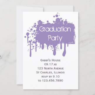 Invitación a la fiesta de graduación de Paint Púrp