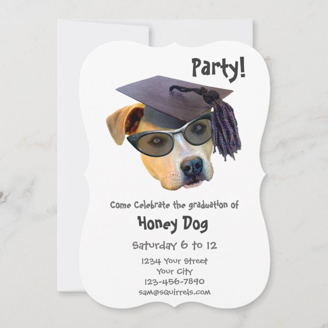 Invitación a la fiesta de graduación de perros (Anverso)