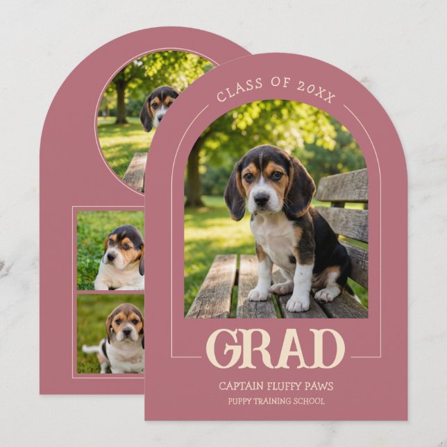 Invitación a la Fiesta de Graduación de Perros Fot (Anverso / Reverso)