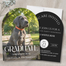 Invitación a la fiesta de graduación de perros Fot