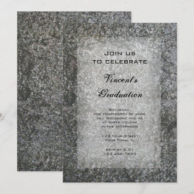 Invitación a la fiesta de graduación de Piedra Nat (Anverso / Reverso)