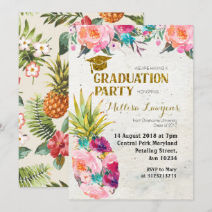 Invitación a la fiesta de graduación de piña de ve