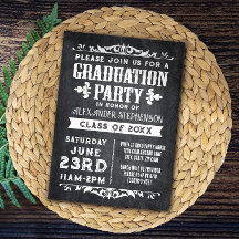 Invitación a la fiesta de graduación de pizarra ru