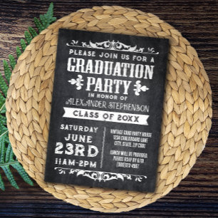 Invitación a la fiesta de graduación de pizarra ru