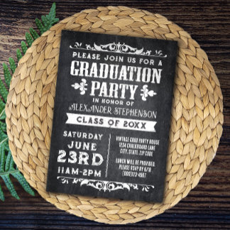 Invitación a la fiesta de graduación de pizarra ru