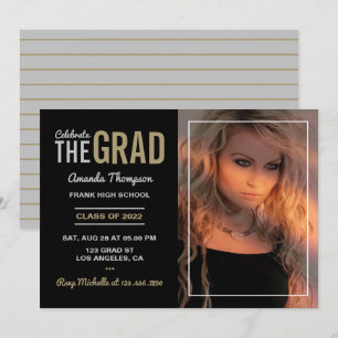 Invitación a la fiesta de graduación de plata y or