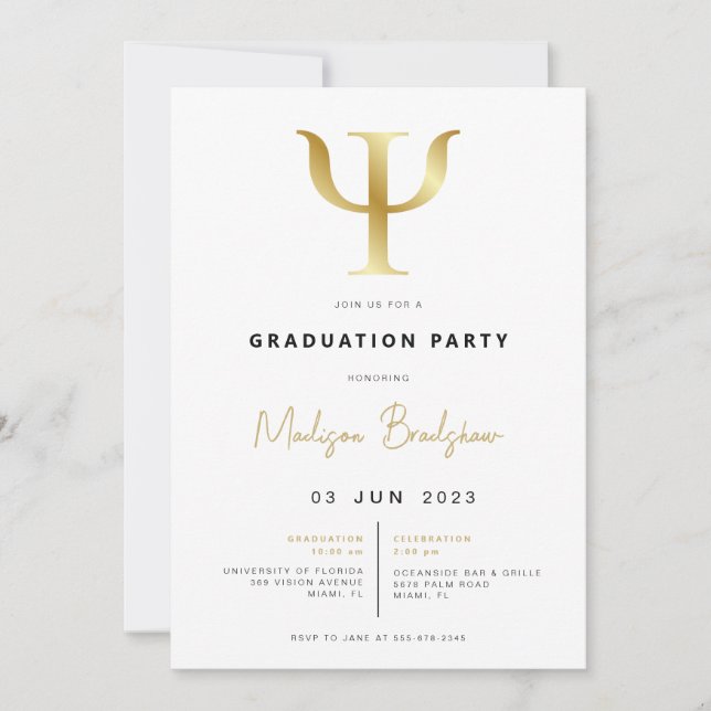 Invitación a la fiesta de graduación de Psicología (Anverso)
