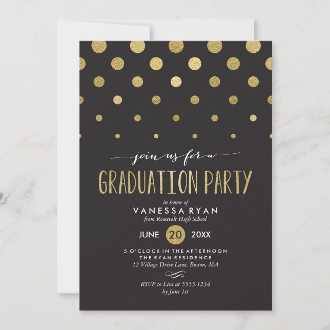 Invitación a la fiesta de graduación de puntos de  (Anverso)