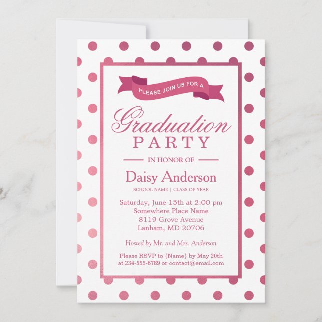 Invitación a la fiesta de graduación de puntos de  (Anverso)