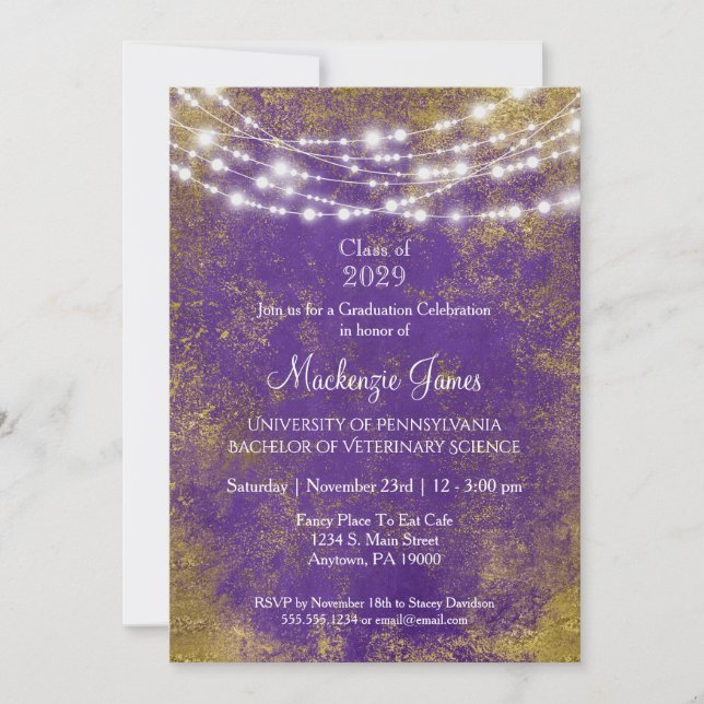 Invitación a la fiesta de graduación de Purple Gol (Anverso)