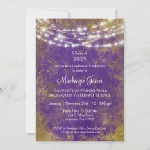 Invitación a la fiesta de graduación de Purple Gol