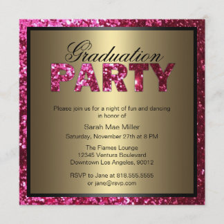 Invitación a la fiesta de graduación de Purpurinas