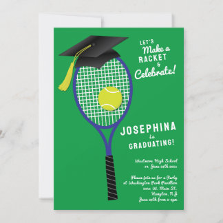 Invitación a la fiesta de graduación de raqueta de