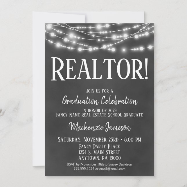 Invitación a la fiesta de graduación de Realtor de (Anverso)