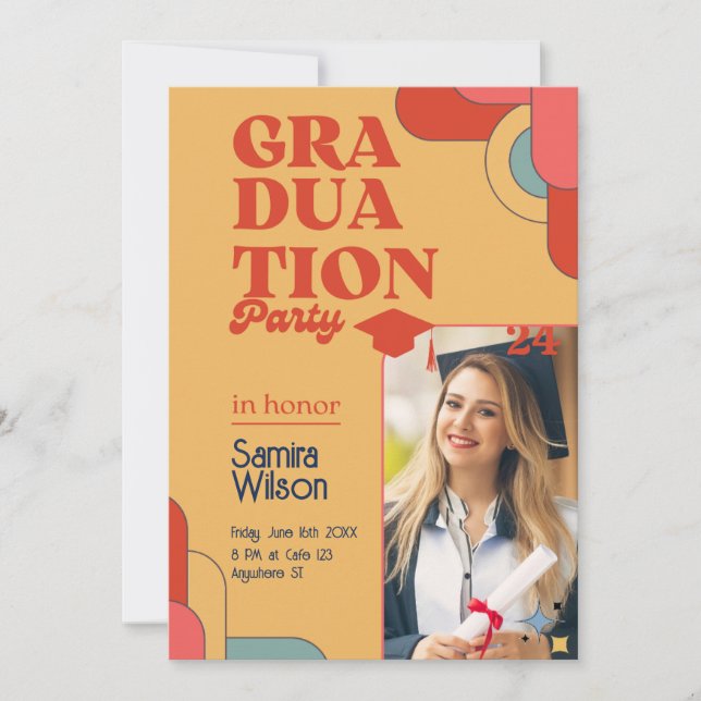 Invitación a la fiesta de graduación de Red & Beig (Anverso)