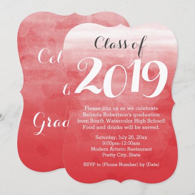 Invitación a la fiesta de graduación de Red Waterc (Anverso / Reverso)