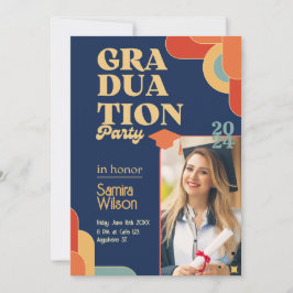 Invitación a la fiesta de graduación de Retro Blue