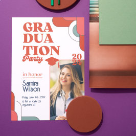 Invitación a la fiesta de graduación de rojo y bla