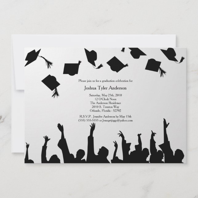 Invitación a la fiesta de graduación de silueta bl (Anverso)