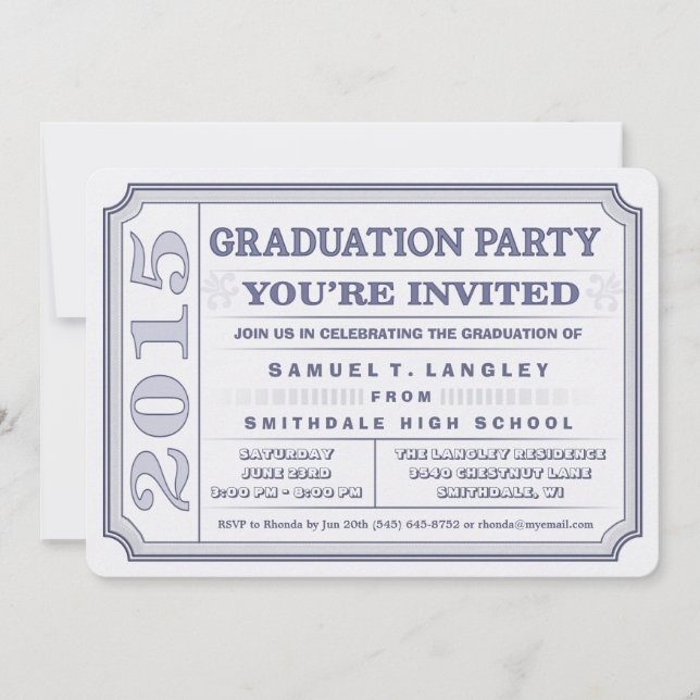 Invitación a la fiesta de graduación de Steel Blue (Anverso)