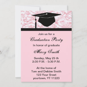 Invitación a la fiesta de graduación de Swirl Rosa