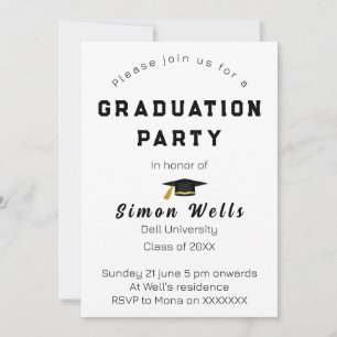 Invitación a la fiesta de graduación de texto en m