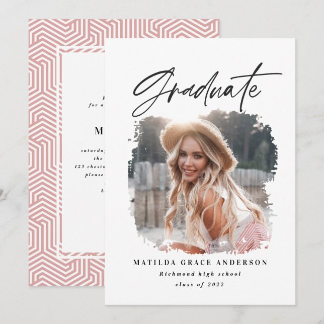 Invitación a la fiesta de graduación de tipografía (Anverso / Reverso)