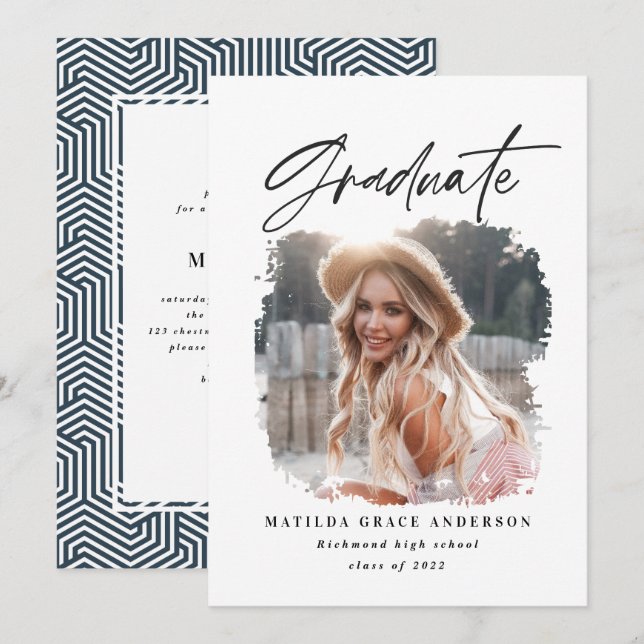 Invitación a la fiesta de graduación de tipografía (Anverso / Reverso)