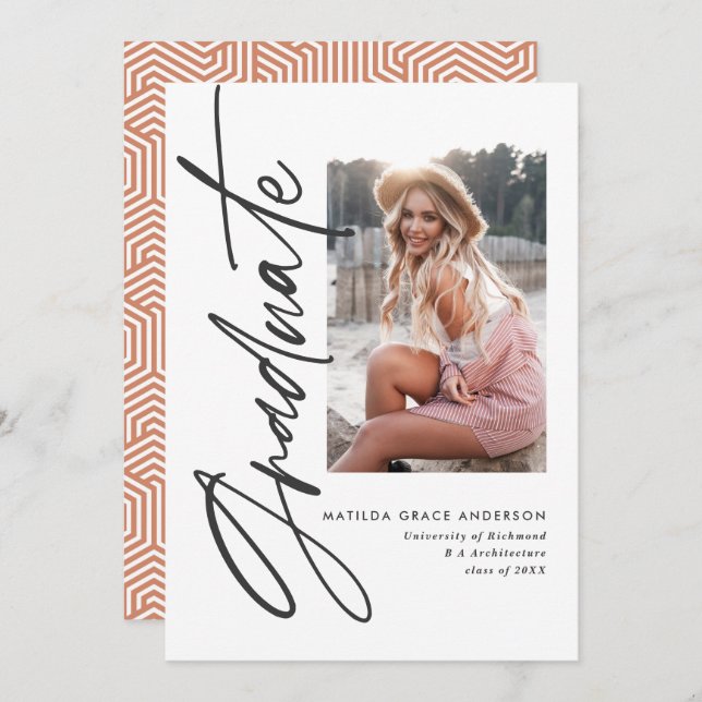 Invitación a la fiesta de graduación de tipografía (Anverso / Reverso)