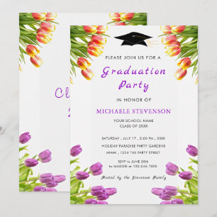 Invitación a la fiesta de graduación de tulipanes 