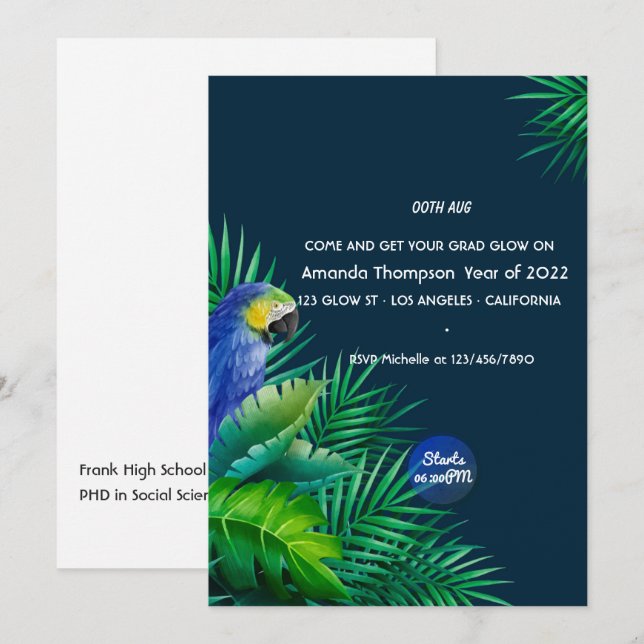 Invitación a la fiesta de graduación de verano bri (Anverso / Reverso)