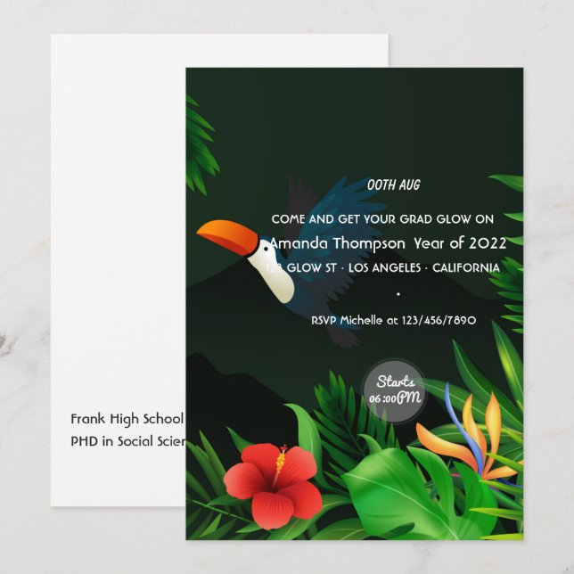 Invitación a la fiesta de graduación de verano bri (Anverso / Reverso)