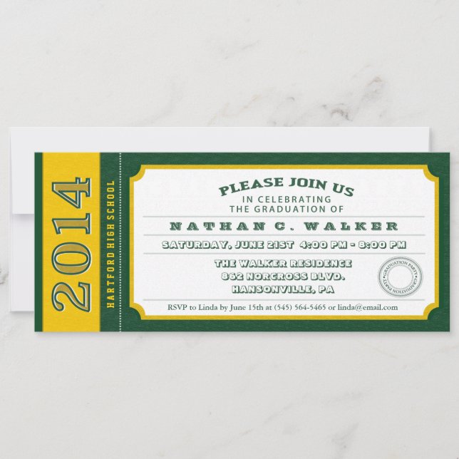 Invitación a la fiesta de graduación del billete v (Anverso)