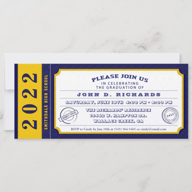 Invitación a la fiesta de graduación del Blue Gold (Anverso)