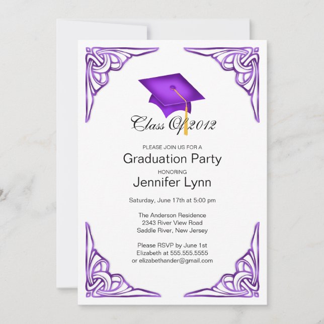Invitación a la fiesta de graduación del cabo púrp (Anverso)