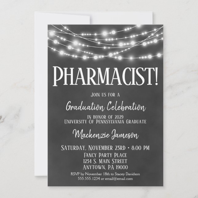 Invitación a la fiesta de graduación del farmacéut (Anverso)