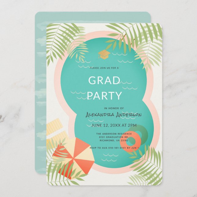 Invitación a la fiesta de graduación del grupo tro (Anverso / Reverso)
