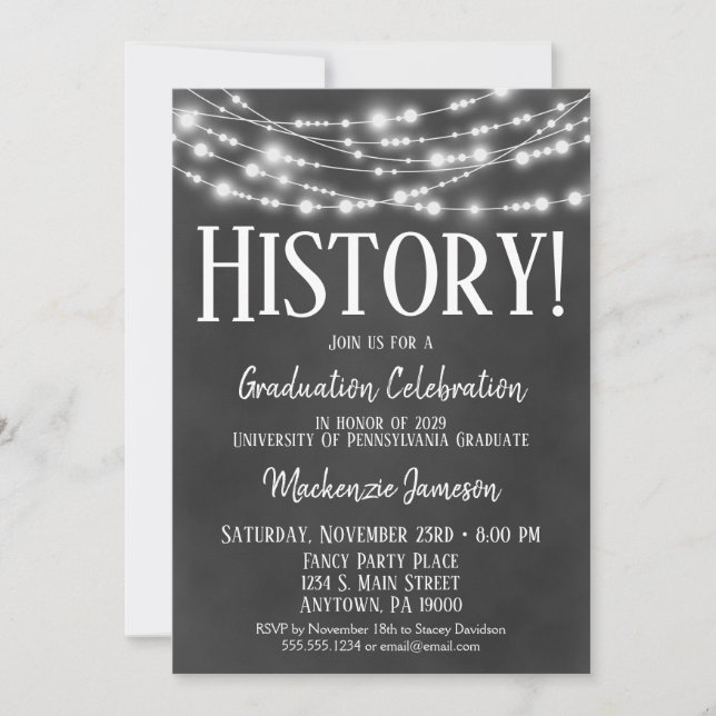 Invitación a la fiesta de graduación del historial (Anverso)
