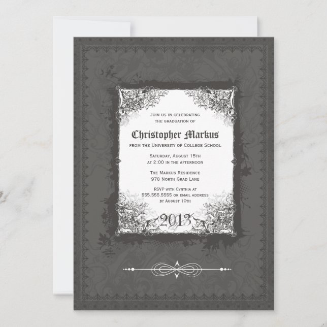Invitación a la fiesta de graduación del marco de  (Anverso)