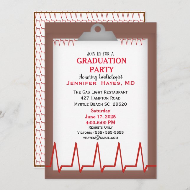 Invitación a la fiesta de graduación del Médica ca (Anverso / Reverso)