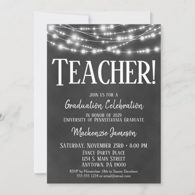 Invitación a la fiesta de graduación del profesor  (Anverso)
