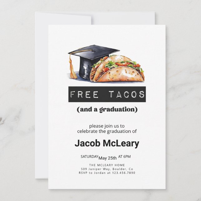 Invitación a la fiesta de graduación del taco, Gra (Anverso)