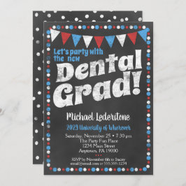 Invitación a la fiesta de graduación dental azul r