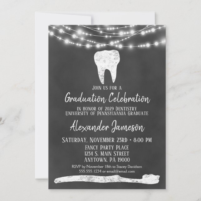 Invitación a la fiesta de graduación dental de Cha (Anverso)