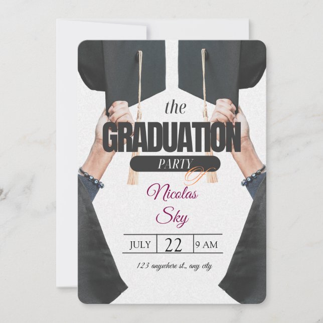 Invitación a la fiesta de graduación - Diseño eleg (Anverso)