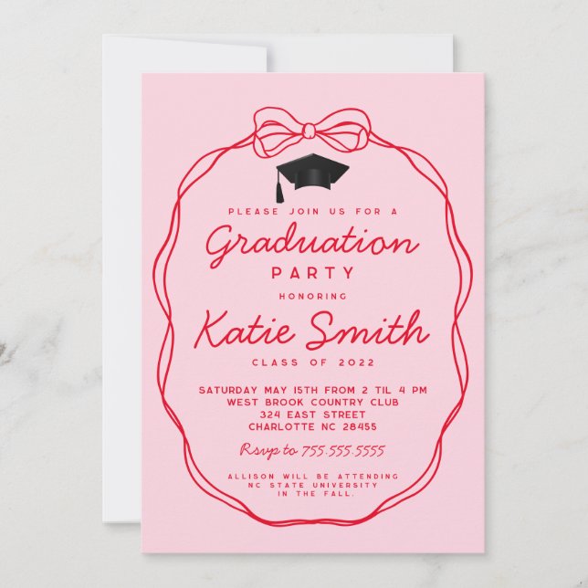Invitación a la fiesta de graduación, Doodles BowG (Anverso)