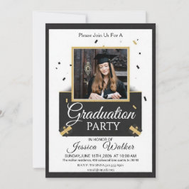 Invitación a la Fiesta de Graduación Dorado Negro