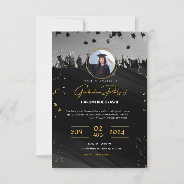 Invitación a la fiesta de graduación elegante de c (Anverso)